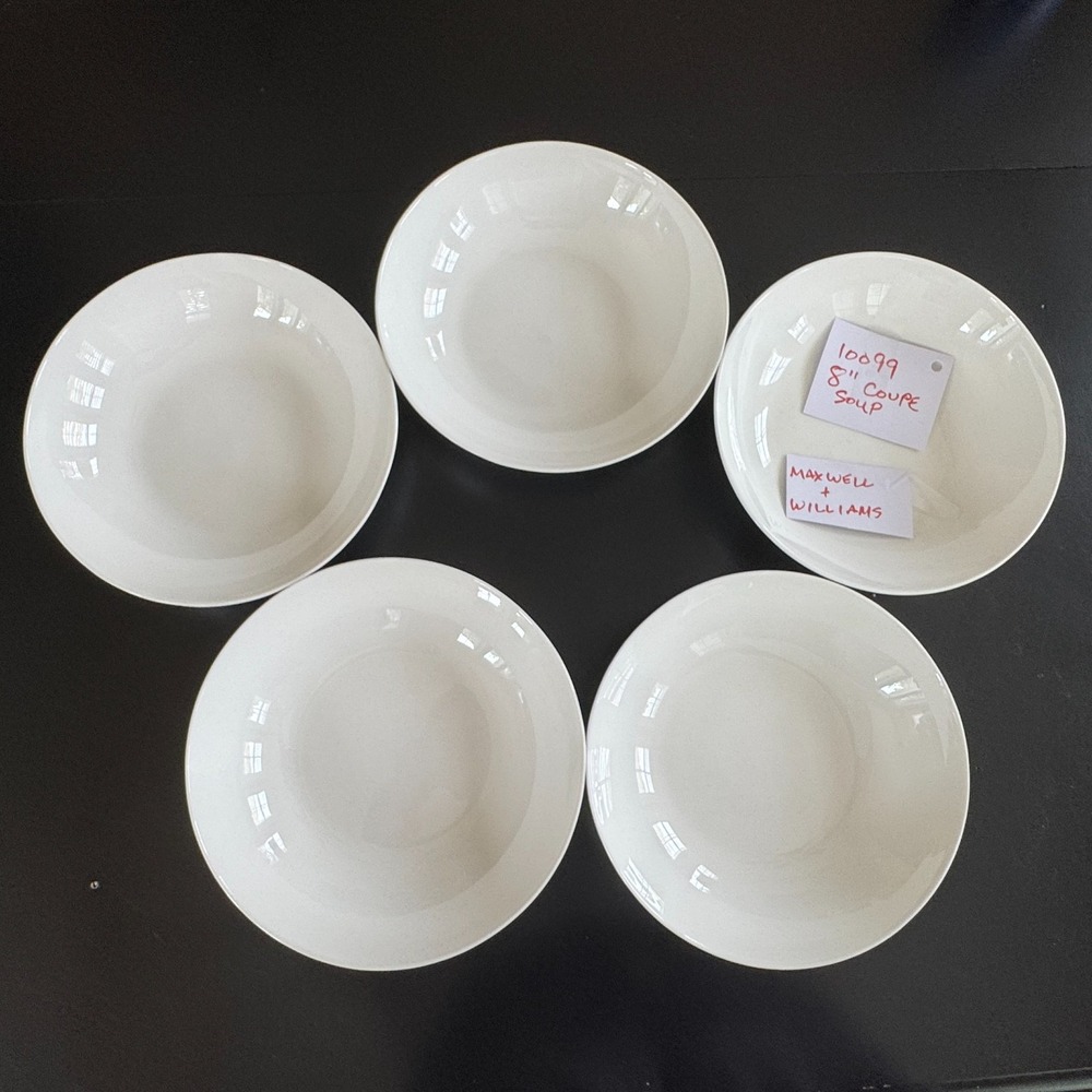 5X Maxwell & Williams Cashmere Round Collection White Coupe Soup Salad Bowls 8"